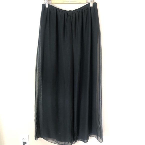 Vintage black chiffon wide leg pull on elastic waist flowy 10 - Picture 1 of 10